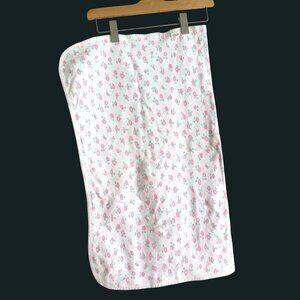 vintage crib baby blanket pink white green floral thick cotton layette soft
